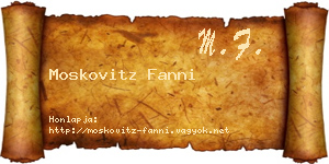 Moskovitz Fanni névjegykártya